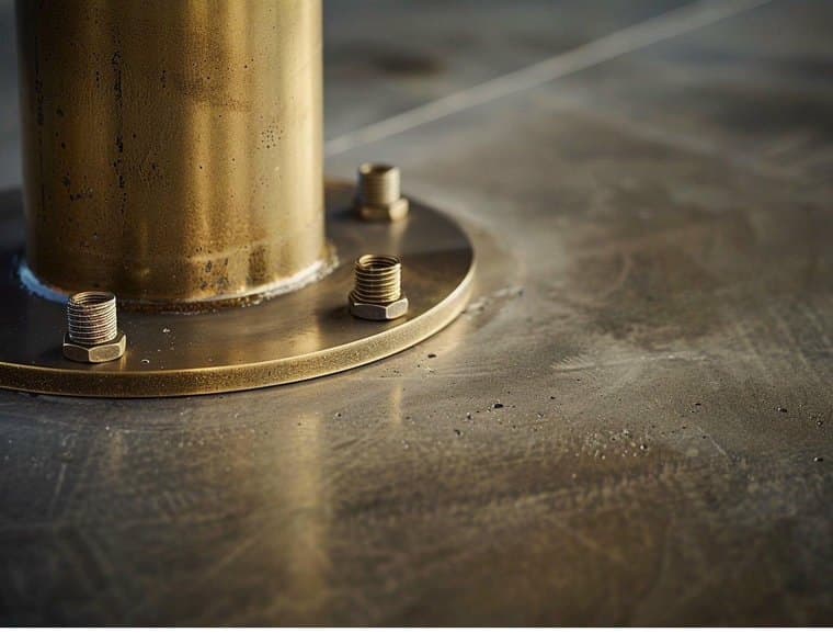 Brushed brass rail fixed to a stone bar top